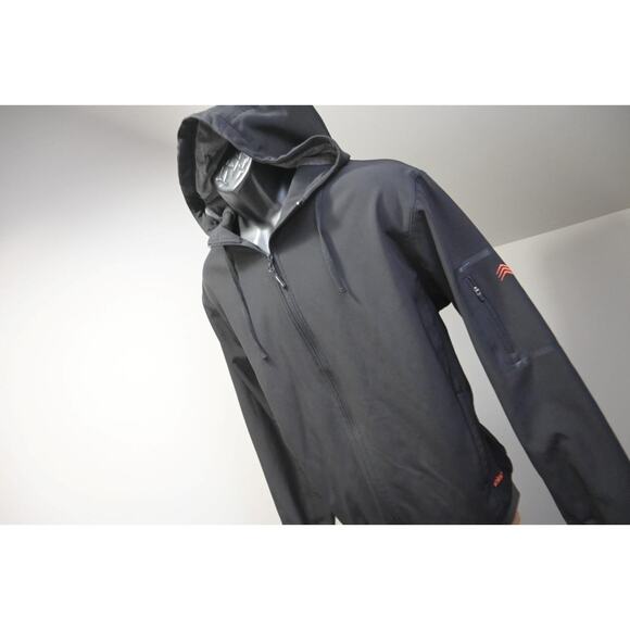 Solaris Softshell Jacket hoodie Windbreaker Full Zip Fleece Black Mens Sz Large - Picture 3 of 10
